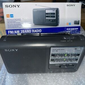 Sony ICF38 Portable AM/FM portable Radio (Black) New Open Box